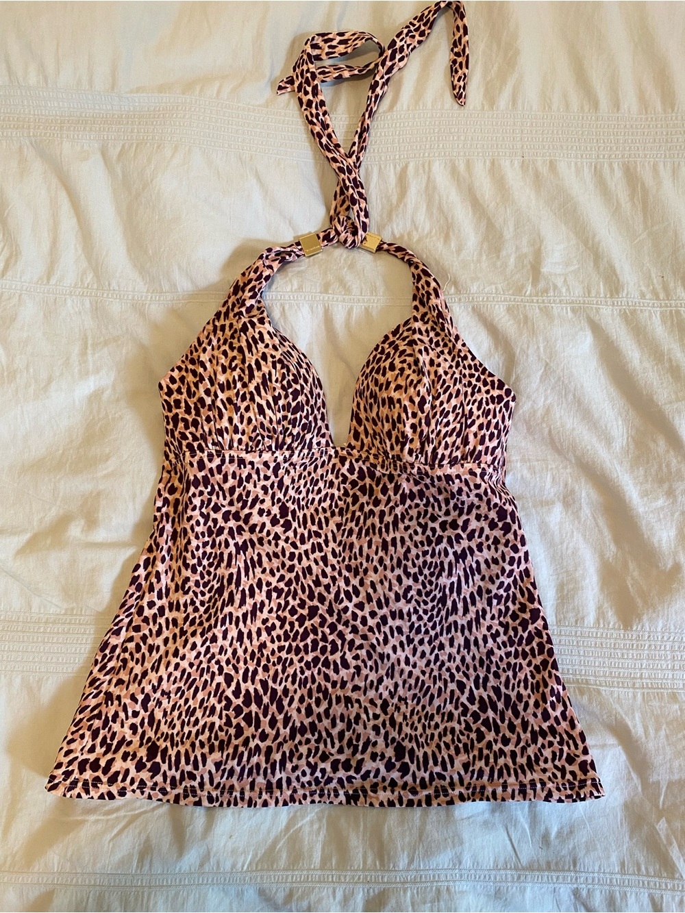 Victoria's Secret Pink & Black Leopard Halter Swim Top